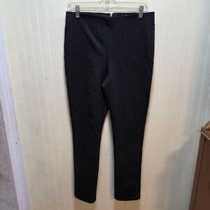 H&M Dress Pants Womens M Black Ponte Pinstripe Back Zip Slim Workwear Office